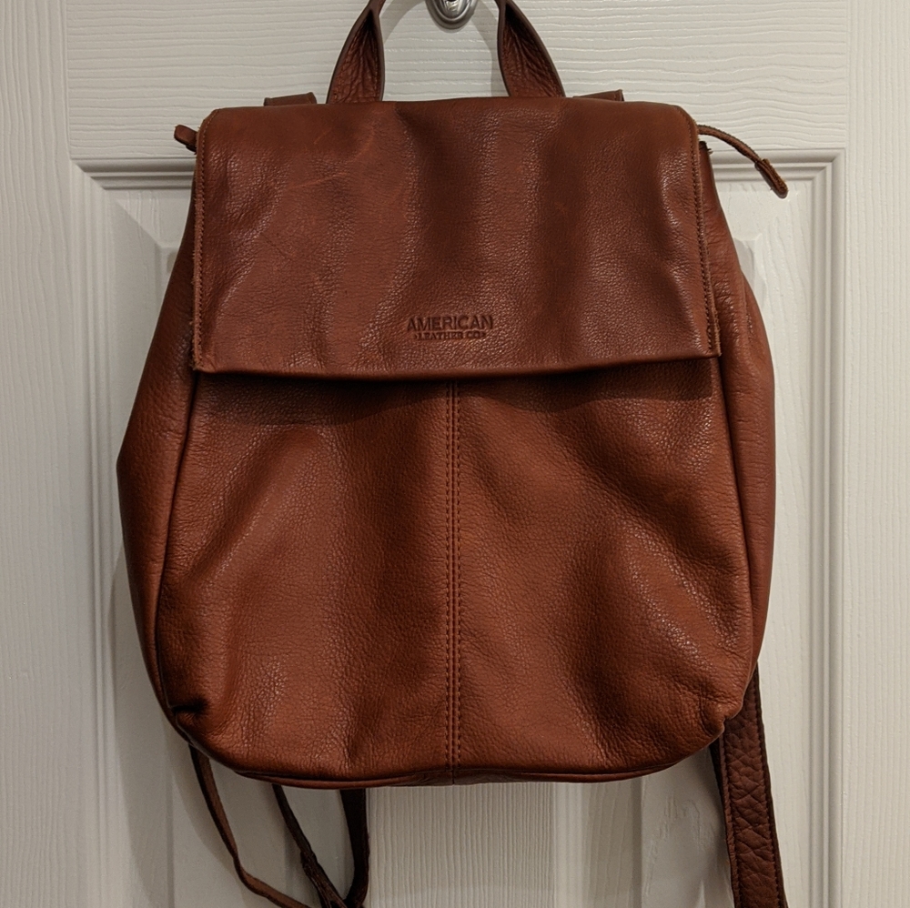 NWOT Cognac American Leather Co Backpack Purse
